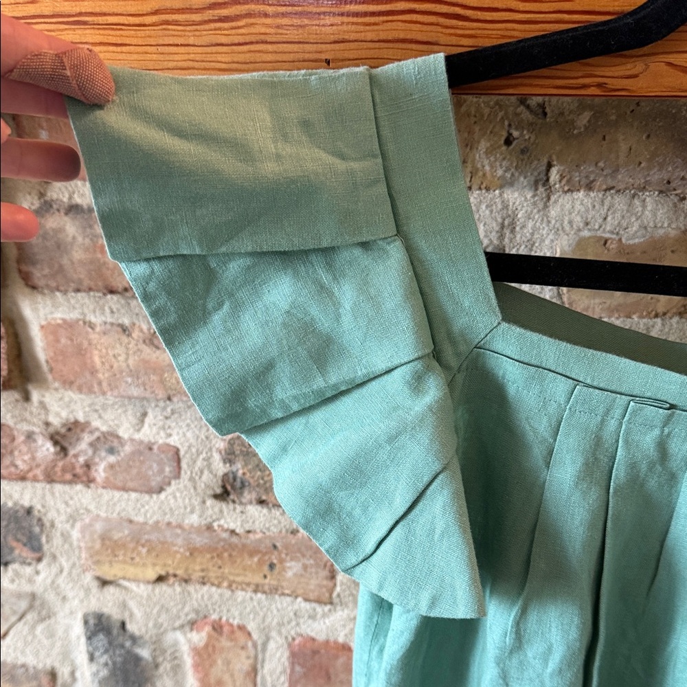 Hunter Dixon Green linen Mini Dress size small - Picture 3 of 6
